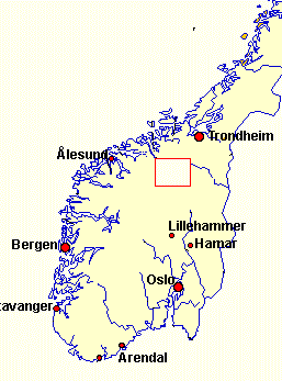 De ligging van Dovrefjell in Noorwegen